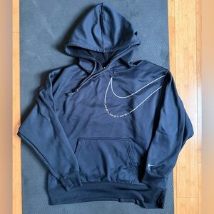 Nike Black Pullover Hoodie with White Swoosh Outline